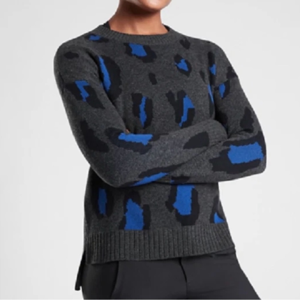 Athleta Leopard Wool Cashmere Crew